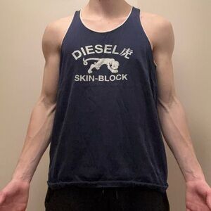Diesel Men's Dark Blue Graphic Tank Top
